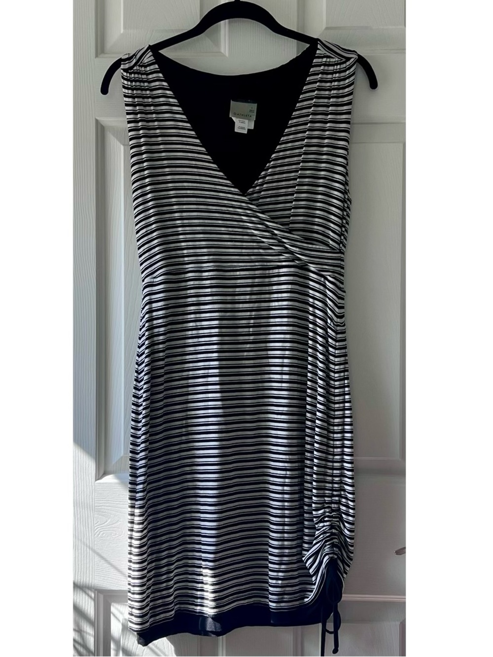 Athleta Reversible Sleeveless Striped Wrap Style Dress Black White Size S
